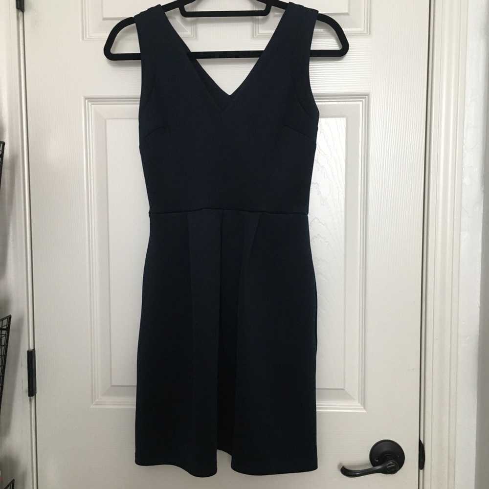 Navy Blue V-Neck dress with pockets